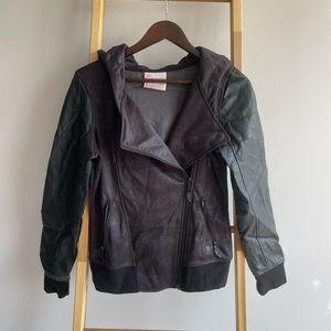 Empyre Black Moto Jacket with Hood- Size M